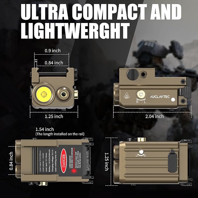AUCLAYTEC Pistol Flashlight Blue Laser Combo 420 Lumens Pistol Light Recharge