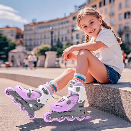 2PM SPORTS Inline Skates - Adjustable Light-Up Roller Skates for Kids Ages 4-12 | Perfect for Beginners