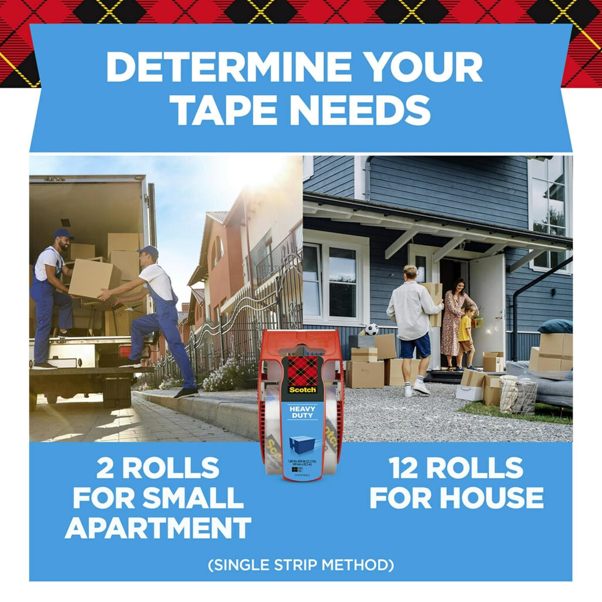 Scotch Heavy Duty Shipping Packing Tape - Clear, 1.88 in. x 27.7 yd. | Includes Dispenser for Easy Use