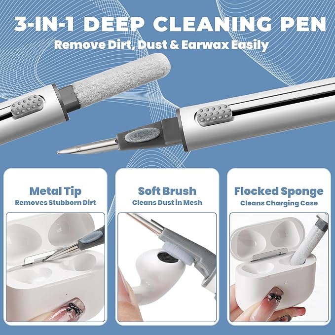 Upgraded for Airpod Cleaner Kit, Putty&Swabs, Removes Earwax& Dust, Compatible