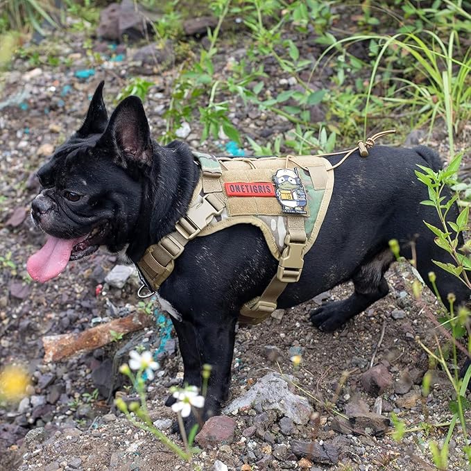 OneTigris Tactical Dog Harness Vest,No-Pull Service Dog Vest with Hook & Loop Panels,Adjustable Dog Vest Harness for Walking Hiking Training(CamoColor,XS)