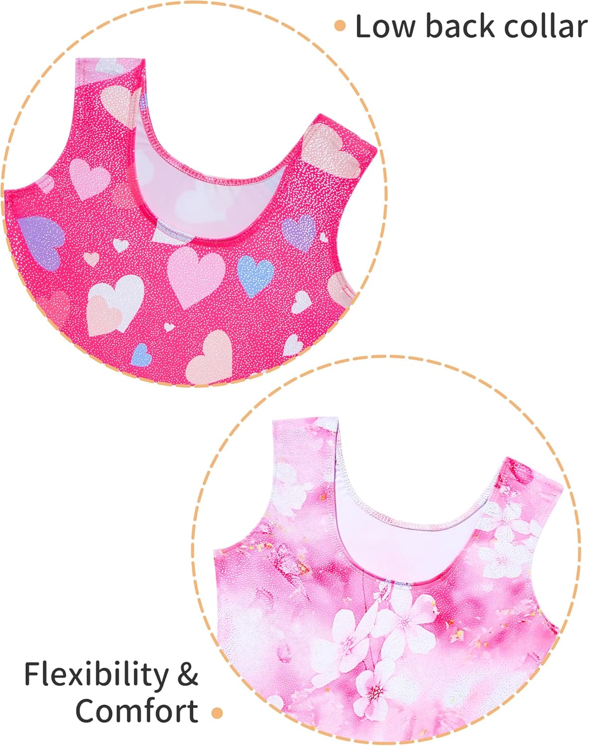 Skiennix Girls' Sparkly Gymnastics Leotard - Sleeveless One-Piece Unitard | 2-Pack with Shorts