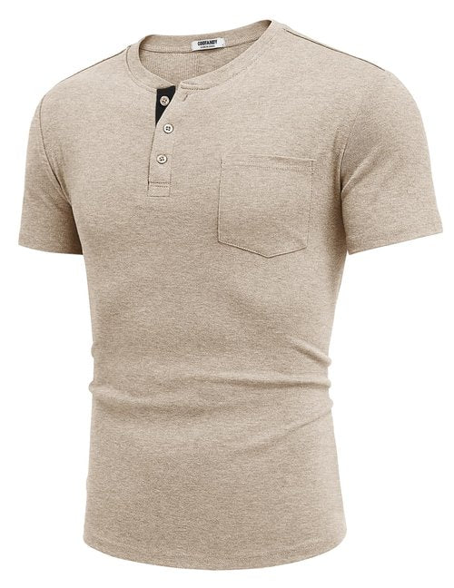COOFANDY Men Henley Shirts Casual Golf T Shirt Pocket Lightweight Business Classic Tunic Top Coffee