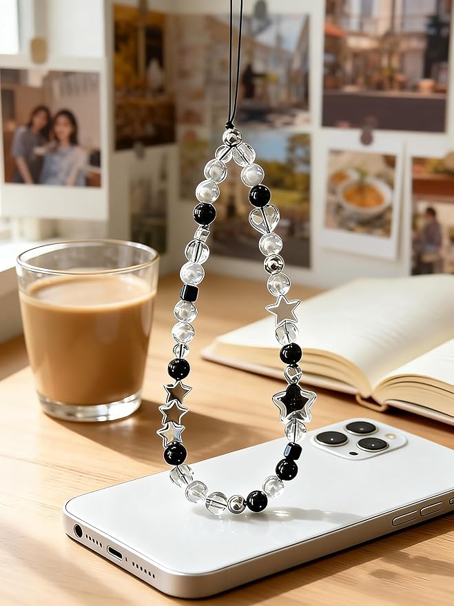 2 Pcs Phone Charm Strap Hand for iPhone Wrist Strap Camera Lanyard Pearl Beaded