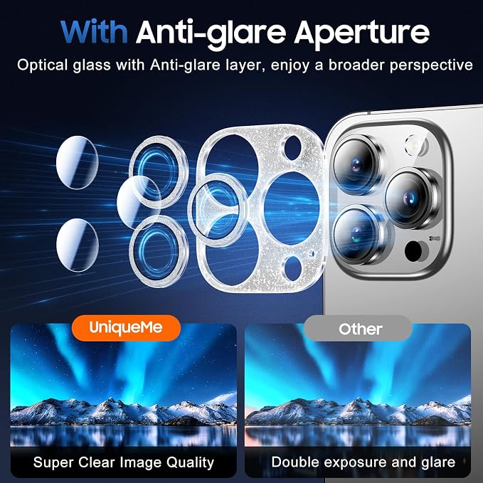 UniqueMe 3 Packs Compatible for iPhone 13 Pro Max/iPhone 13 Pro Camera Lens