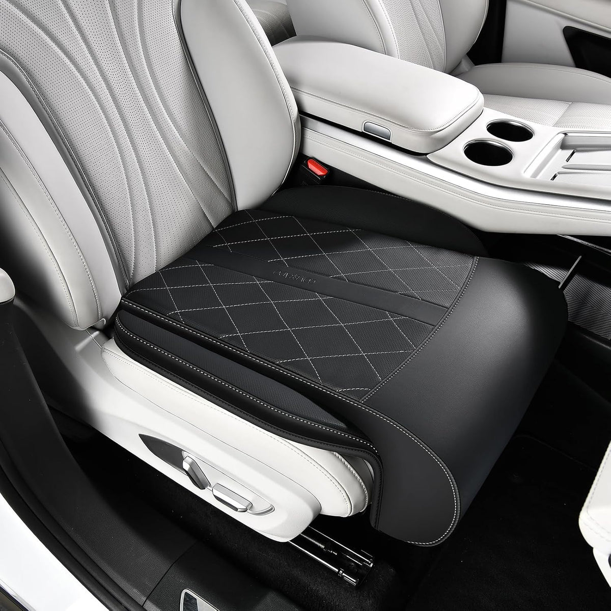 Coverado Car Seat Extender Leg Support Cushion, Leg Rest Cushion for Driver Seat, Universal Car Seat Leg Support, Leather Car Seat Cushion, Waterproof Leg Extension Pad for Long Driving (Update,Black)