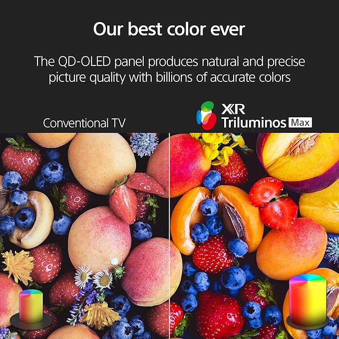 Sony 65 Inch BRAVIA 8 II QD OLED 4K HDR Smart Google TV (K-65XR80M2) | Sony’s brightest OLED with max color, XR Processor with AI Technology, Ultra Slim Design, 4K movie credits included