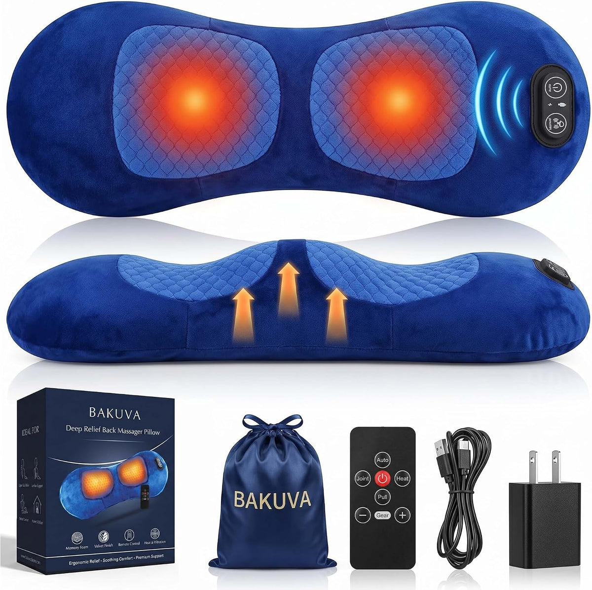 2026 Upgraded 4 in 1 Electric Lumbar Support Massager Pillow with Remote Control, Triple Fusion Back Massager with Stretching Vibration And Heat for Lower Back Pain Relief for Office, Bed, Car, Sofa