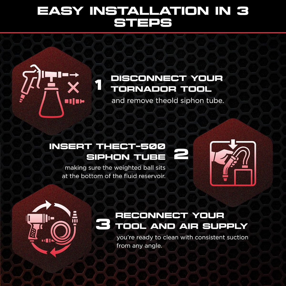 Tornador CT-500 Siphon Tube with Weighted Ball | Fits Z-010, Z-020, & Z-030 Tools | Multi-Angle Cleaning | Reliable Liquid Transfer | Durable Replacement for Car Detailing Pros