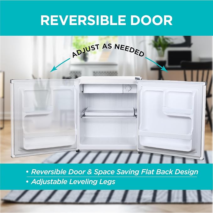 BLACK+DECKER 1.7 Cu. Ft. Compact Refrigerator, Energy Star, BCRK17W, White | Energy Star Certified, Single Door Mini Fridge with Chiller Compartment, Personal Fridge for Home or Dorm, R600a Refrigerant