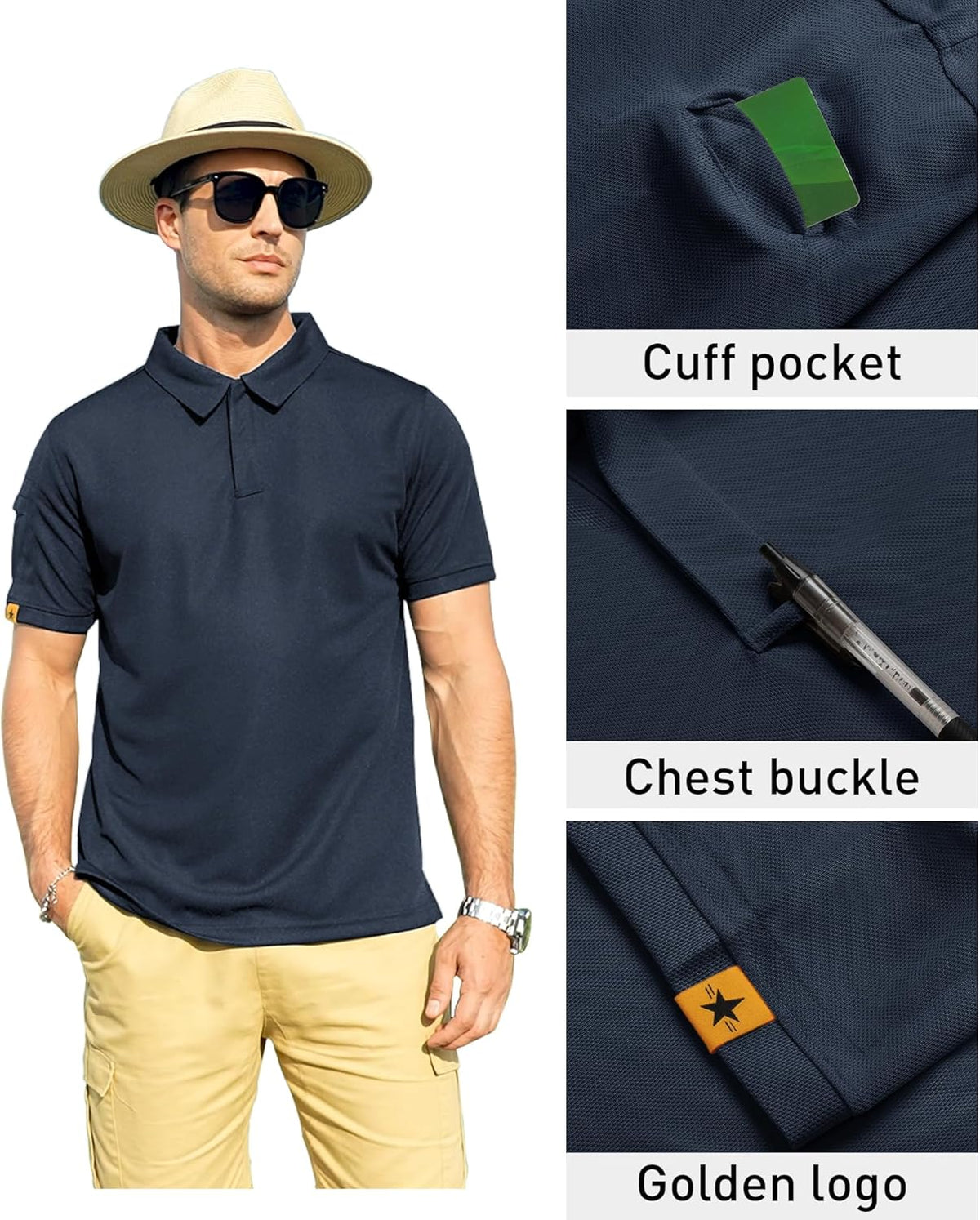 ZITY Men's Polo Shirt - Short Sleeve Tactical Golf T-Shirt | Stylish Casual Athletic Wear