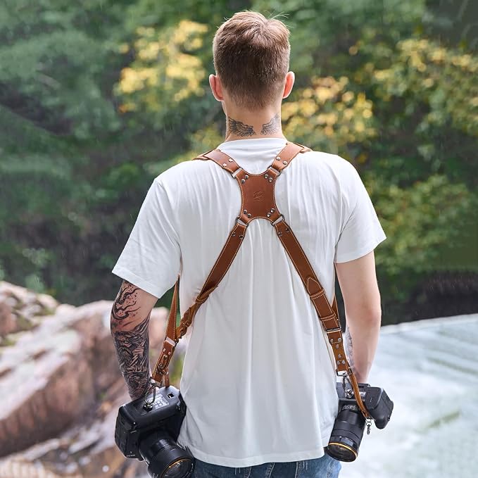 Padwa Lifestyle Tan Dual Camera Harness Strap