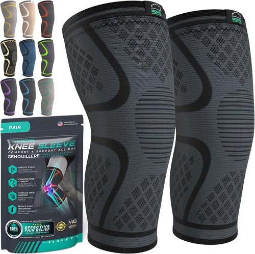 Modvel Compression Knee Brace - 2-Pack Support Sleeves for Running & Pain Relief | Meniscus, ACL, Arthritis
