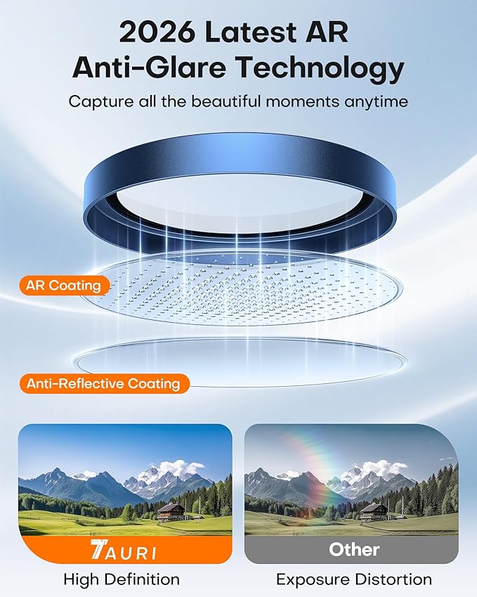TAURI 2 Pack for iPhone 17 Pro Camera Lens Protector, Full Coverage