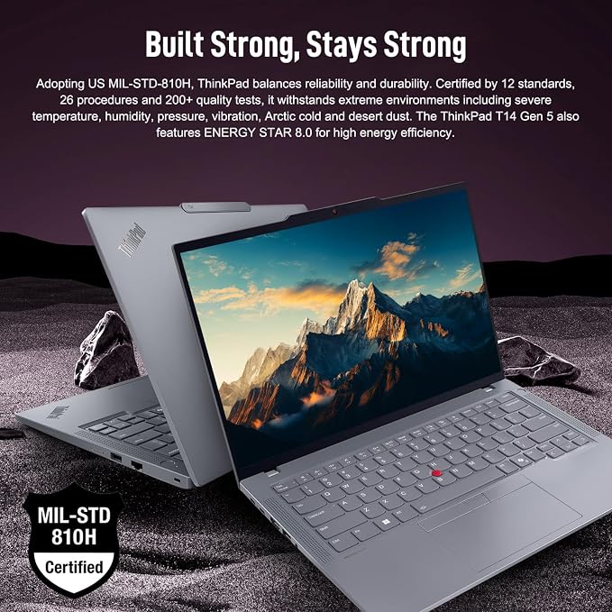 Lenovo ThinkPad T14 Business AI Laptop, 14" FHD+ IPS, Intel Core Ultra 7 155U, 16GB DDR5, 512GB SSD, 5MP Webcam, Fingerprint, Backlit, Wi-Fi 6E, Thunderbolt 4, Windows 11 Pro, 7-in-1 USB-C Hub Bundle