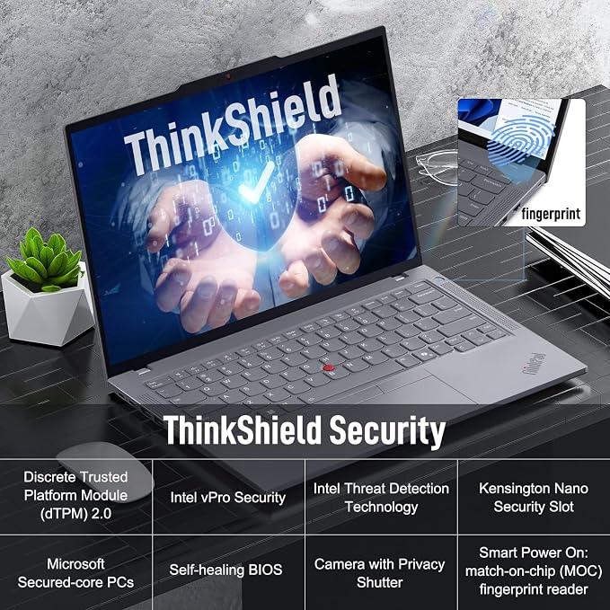 Lenovo ThinkPad T14 Business AI Laptop, 14" FHD+ IPS, Intel Core Ultra 7 155U, 16GB DDR5, 512GB SSD, 5MP Webcam, Fingerprint, Backlit, Wi-Fi 6E, Thunderbolt 4, Windows 11 Pro, 7-in-1 USB-C Hub Bundle