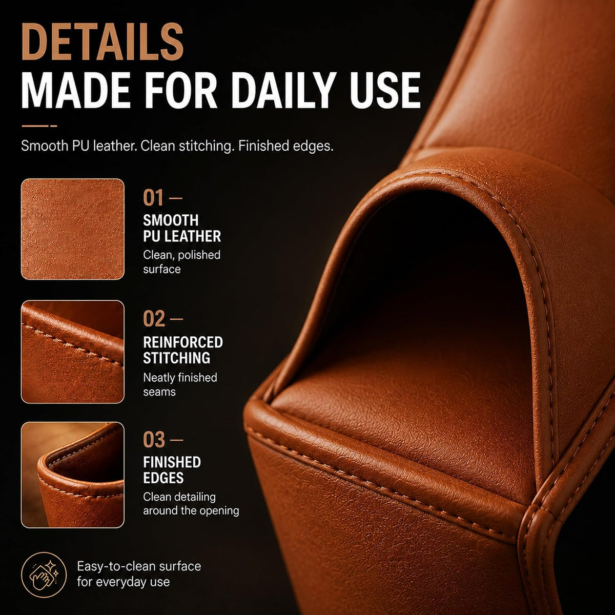 Leather Car Door Cup Holder, Wide‑Mouth Opening Car Storage Pocket for Drinks & Phone，Black