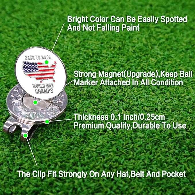 Amy Sport Golf Ball Markers Assorted Patterns Fits All Magnetic Golf Tools Value Set, Alloy Soft Enamel Technique Marker for Hat Clips Gloves Golf Divot Tools Marks