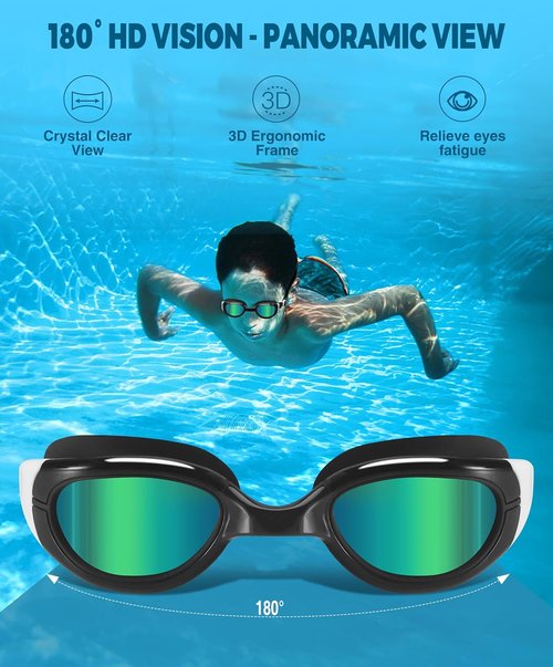 Aegend Swim Goggles for Kids 6-11 | Polarized Anti-Fog UV Protection Pool Goggles