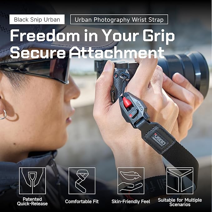 VSGO Black Snipe Urban Photography Wrist Strap – Patented Quick-Release