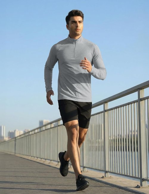 MAGCOMSEN Men's Lightweight Quarter Zip Pullover - Athletic Dry Fit Sun Shirt for Running & Golf