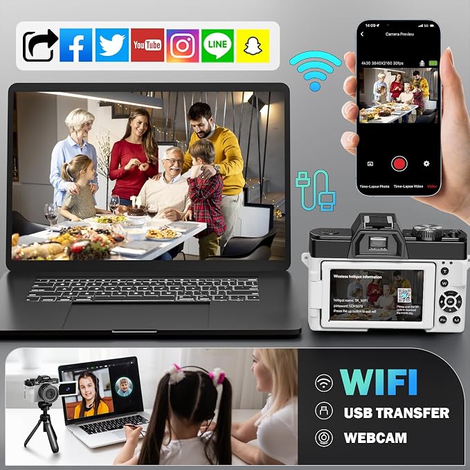 True 5K Digital Camera for Photography, Autofocus & Anti-Shake, 16X Zoom