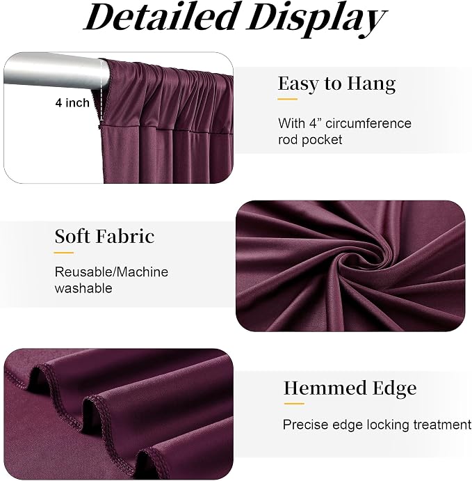 20ft x 15ft Burgundy Backdrop Curtains