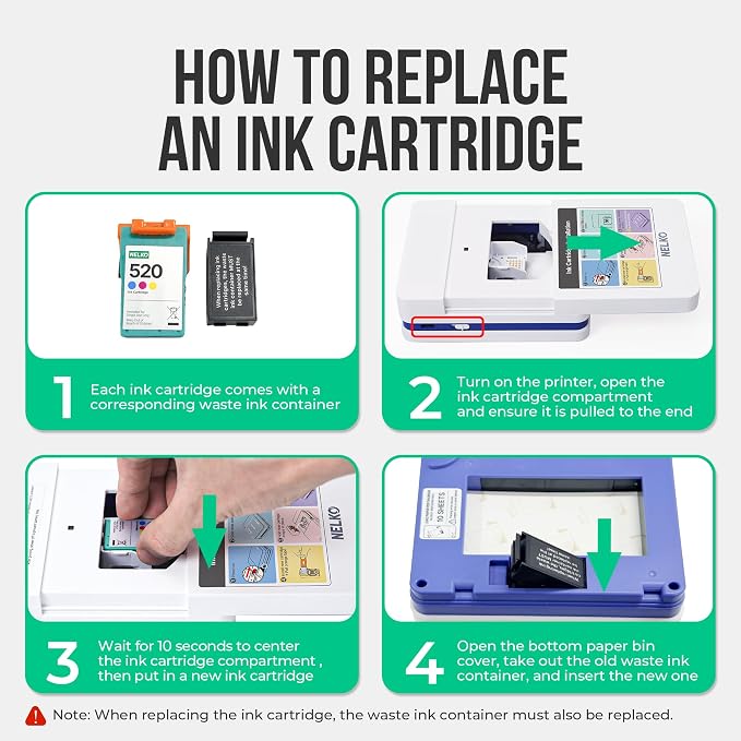 Nelko 520 Genuine Color Ink Cartridges, 2.0 High-Yield Ink Cartridge Compatible