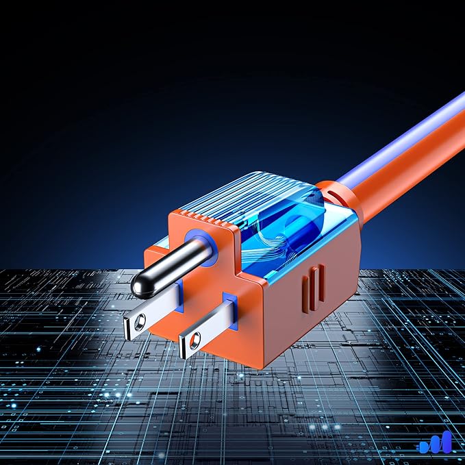 Maximm Heavy Duty 3 ft Extension Cord (Blue and Orange) 16 Gauge ETL Listed