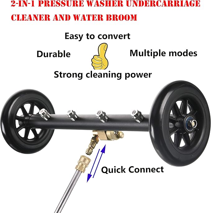 Tool Daily Dual-Function Undercarriage Cleaner,Surface Cleaner for Pressure Washer, 16 Inch, Underbody Car Wash Water Broom with 3 Pieces Extension Wand, 4000 PSI
