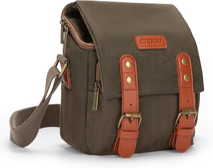 CADeN Compact Camera Bag Case Canvas Leather Trim Compatible
