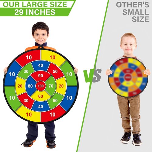 Large Dart Board - Double-Sided Fun for Kids | Indoor/Outdoor Game with Sticky Balls & Darts
