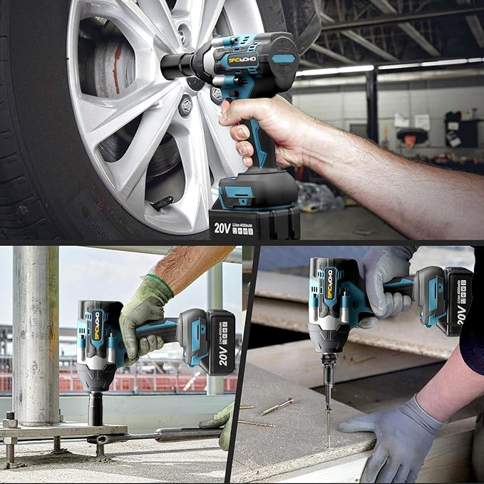 SPICIMOMO Cordless Impact Wrench 1/2 Inch - 600N.m Battery Powered High Torque Impact Gun with 2 Packs 4.0Ah Batteries, Electric Impact Driver/Drill for Auto Repair, Home DIYers and Mechanics