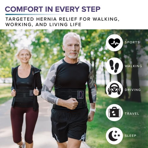 Abdomencare Umbilical Hernia Belt for Men and Women | Abdominal Hernia Belt for Women & Men with 2 Unique Compression Pads | Belly Button Umbilical Hernia Belts for Men | Hernia Support Binder | L/XL