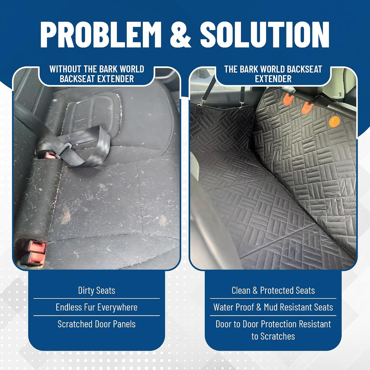 Dog Backseat Extender with Hard Bottom – Waterproof Pet Travel Platform - Nonslip Rear Seat Cover - Car Hammock Bed for Cars SUVs & Small Trucks
