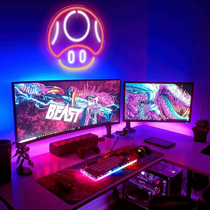 Kavaas Gaming Neon Sign, Mushroom Neon Sign