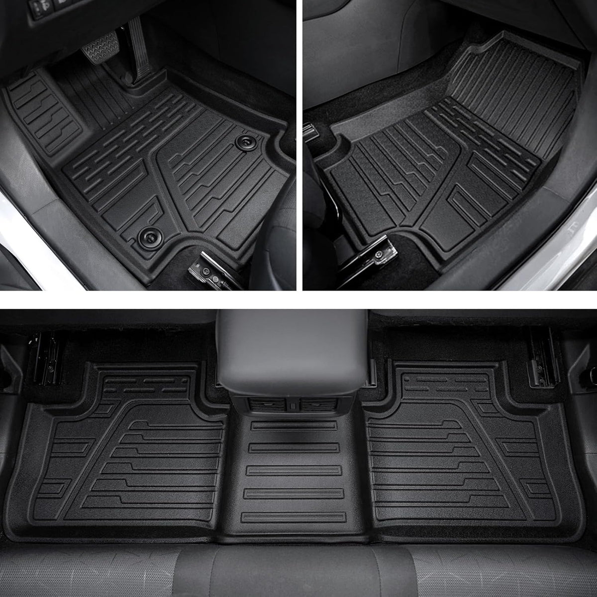 Floor Mats Set for Toyota RAV4 2019-2025 (Both for Gas & Hybrid), Extra Door Sill Guards, All Weather TPE Cargo Mat Backrest Mat Cargo Liner Car Accessories