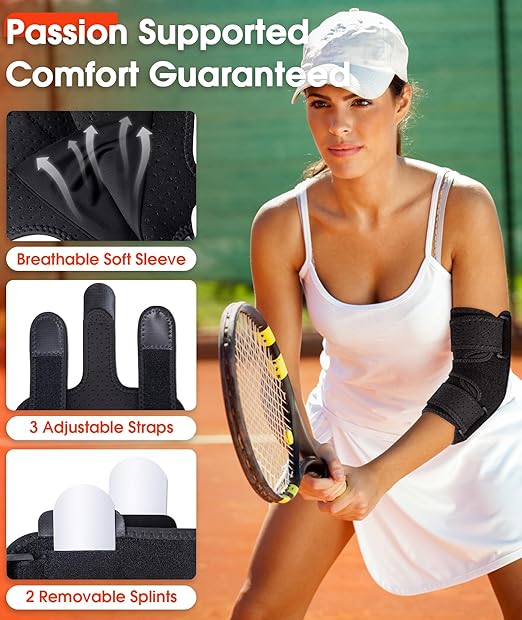 Elbow Brace for Cubital Tunnel & Ulnar Nerve Support – Adjustable Night Splint for Tennis Elbow, Tendonitis & Nerve Pain – Comfortable Elbow Stabilizer for Men & Women Fit Most