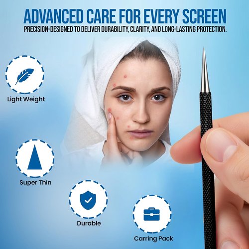 EFAH Care Stainless Steel Pimple Extractor Set - Surgical Acne Treatment Tools for Face & Nose (Black)