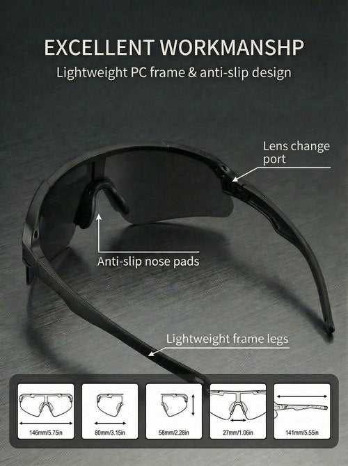BangLong Cycling Sunglasses for Men Women, Sport Sun glasses with 2 Interchangeable Lenses for Running Baseball Fishing
