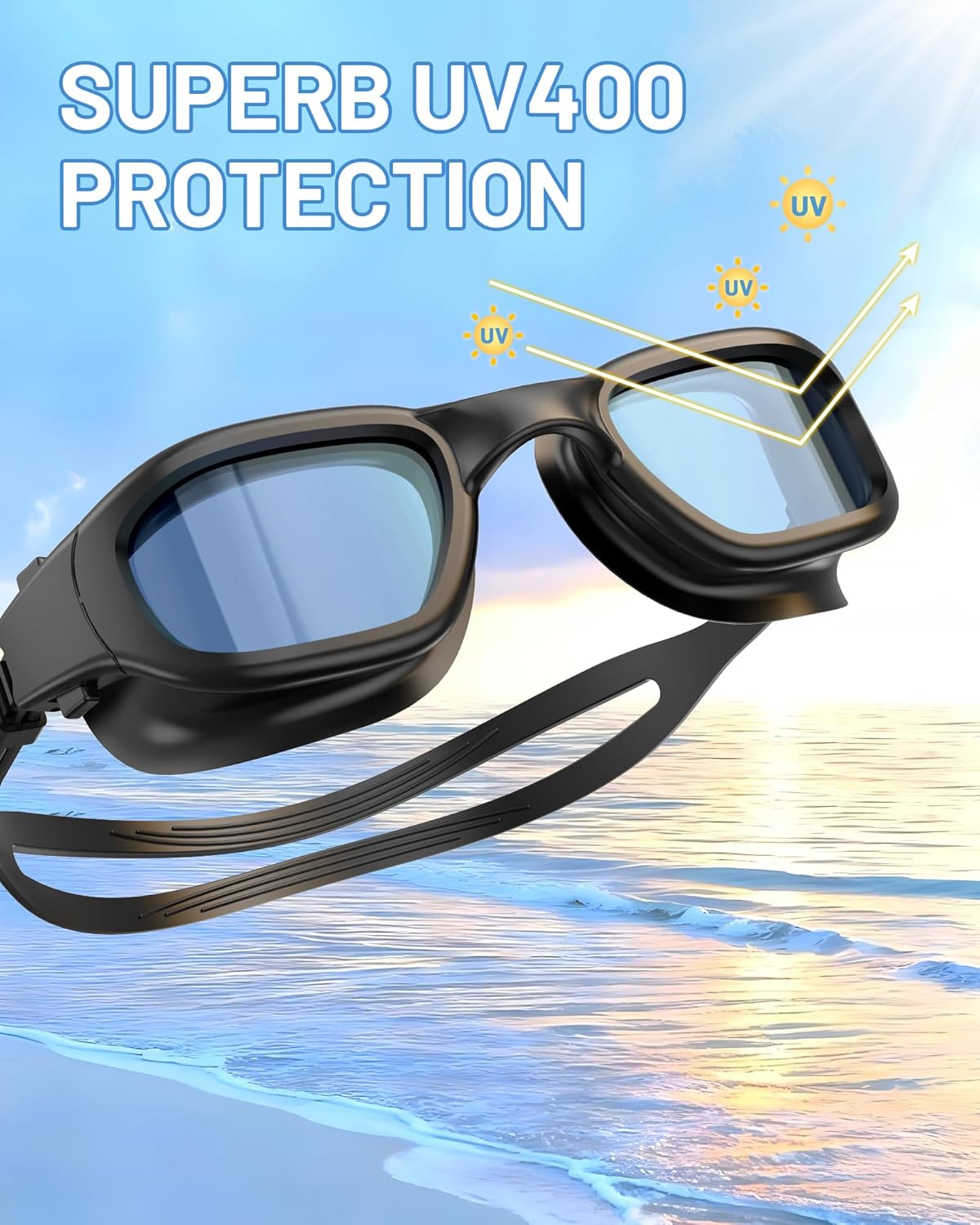 Polarized Swim Goggles by [Brand Name] - Anti-Fog, UV Protection, Wide View | Unisex Adult Size