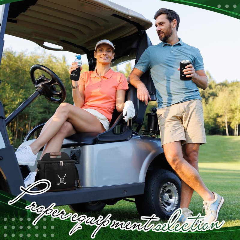 Reallnaive Golf Cart Cooler Bag Insulated with 6 Beer Can Sleeves 24 Can Large Foldable Leakproof Soft Cooler Bag with Bottle Opener Ice Cooling Holds for Golf Cart (Black)