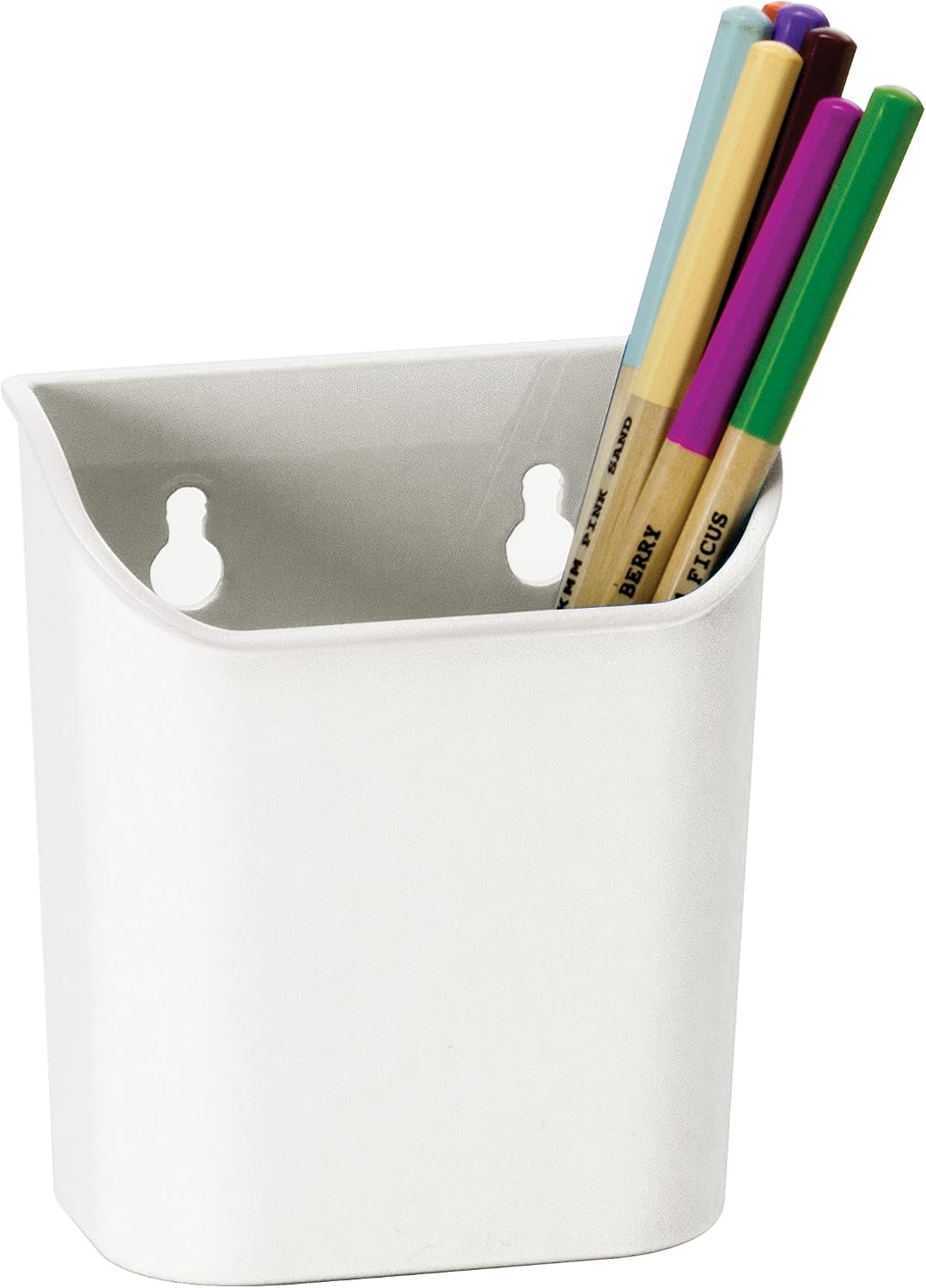 Officemate Magnetic Pencil Cup, Heavy-Duty Pen and Pencil Holder, Wall or Cubicle Mount Organizer, 2.05 x 4.07 x 4.72-Inches, White