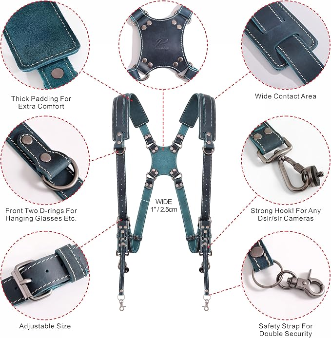 Padwa Lifestyle Dark Green Dual Camera Harness Strap