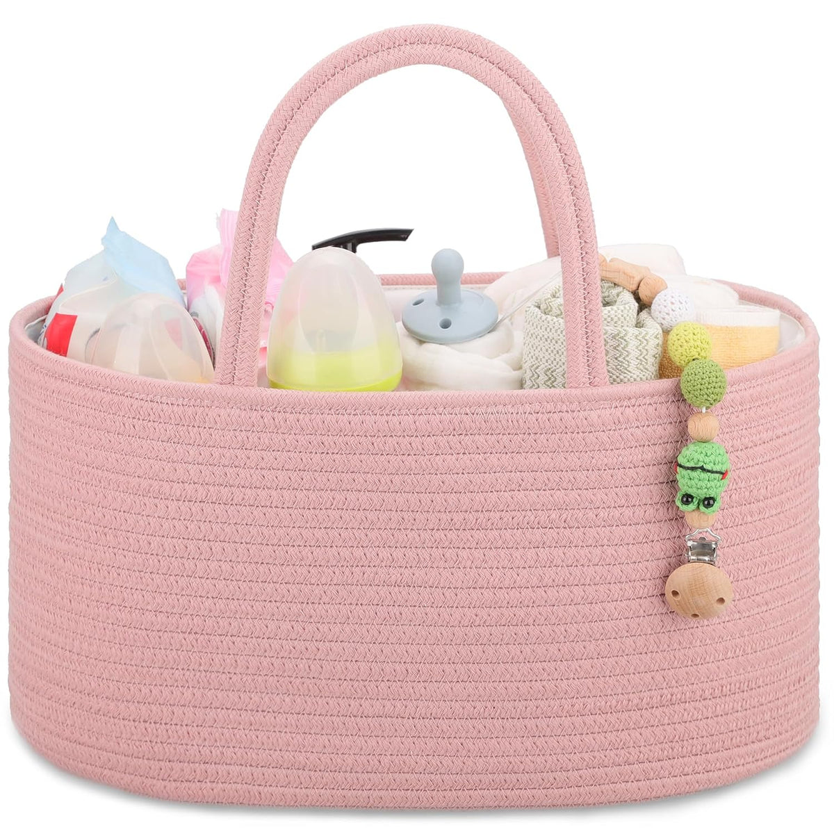COMSE Baby Diaper Caddy Organizer, Car Caddy, Diaper Change Organizer, Gift Baskets Empty, Portable Tote Bag with Divider, Baby Shower Gifts Newborn Essentials Registry Must Have, Dusty Pink