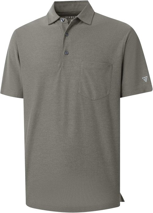 M MAELREG Golf Shirts for Men - Lightweight Moisture-Wicking Polo with Pocket | Short Sleeve, Heather Design