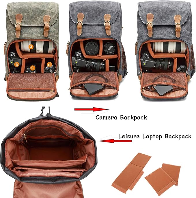 UBAYMAX Camera Backpack, DSLR SLR Waterproof Canvas Camera Bags Rucksack 15.6