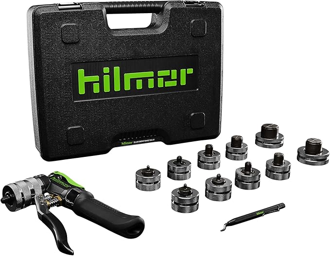 Hilmor Compact Swage Tool Kit with Case, HVAC Tools and Equipment for Maintenance and Repairs, Single Hand Operation, Black