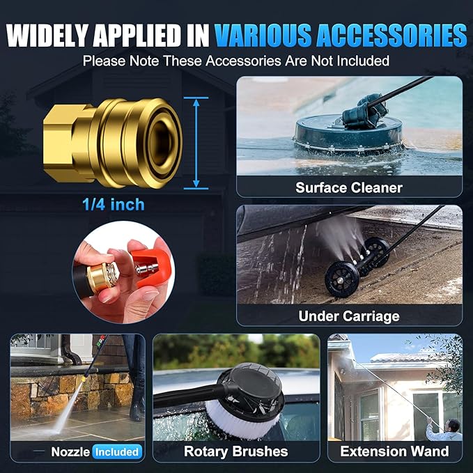 Adjustable Electric Pressure Washer 5000PSI with 33FT Flexible Extension Hose + 34FT Power Cord, 4 Nozzles, Foam Cannon, Best Power Washer for Cars, Patios, Driveways, Blue