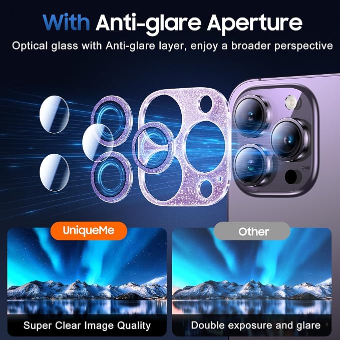 UniqueMe 3 Packs Compatible for iPhone 14 Pro Max/iPhone 14 Pro Camera Lens